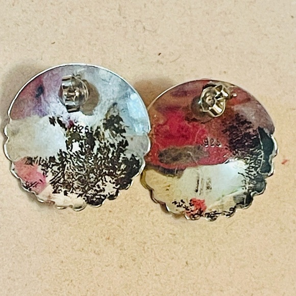 VTG Southwest Sterling Silver With Amber Earrings - Picture 4 of 6